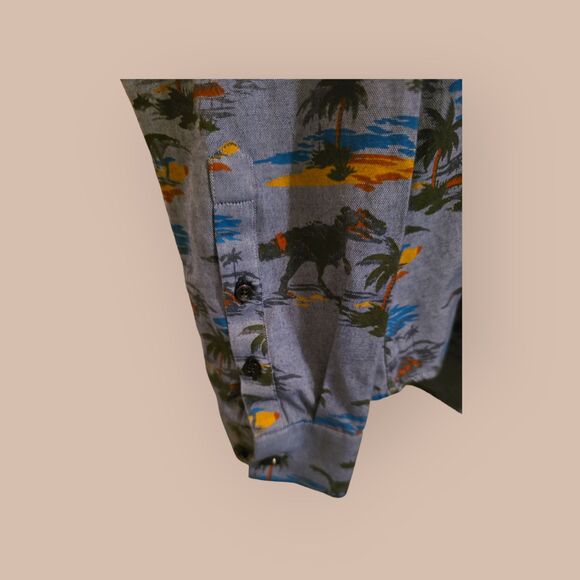 Jared Lang After Hours Men’s Embroidered Dinosaur Slim Fit Shirt Size Large - Picture 5 of 5